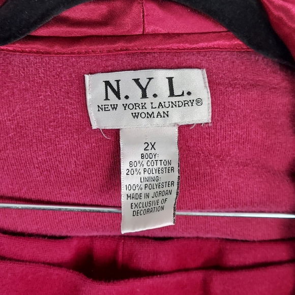 Maroon Velour Hoodie Set, New York Laundry, Plus Size 2XL - Picture 14 of 14